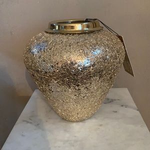 Gold mirrored crushed vase 8”H new